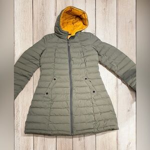 HFX Performance Women's Puffer Coat Olive Green/Yellow Jacket Size S NWOT